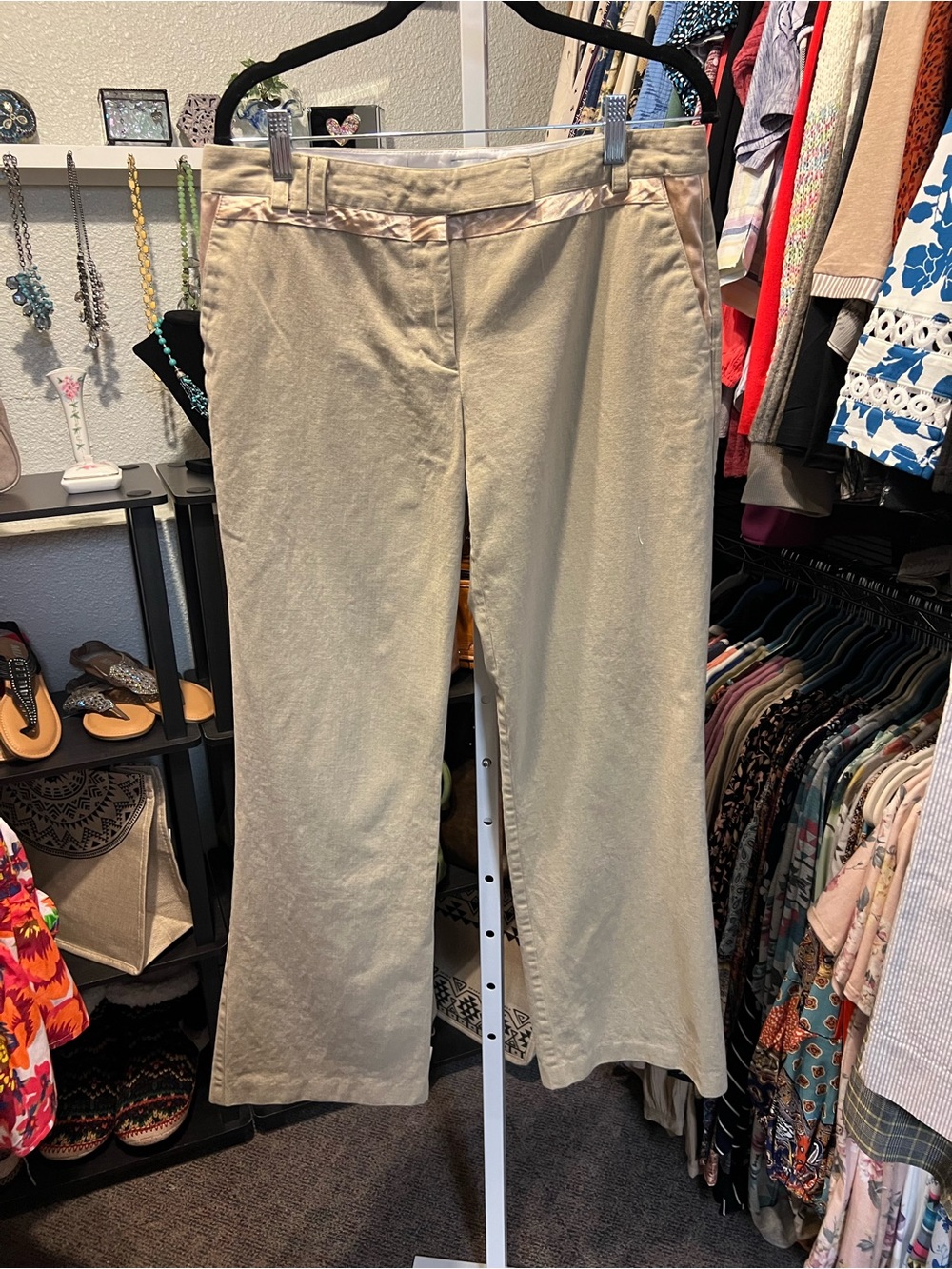 Poleci Khaki Straight-Leg Trousers